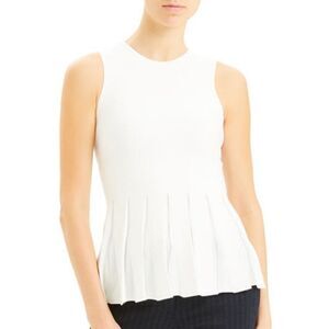 Theory Pleated Prosecco Sleeveless Peplum Top sz P